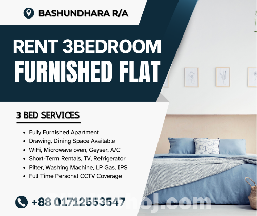 3BHK Serviced Furnished Apartment RENT in Bashundhara R/A